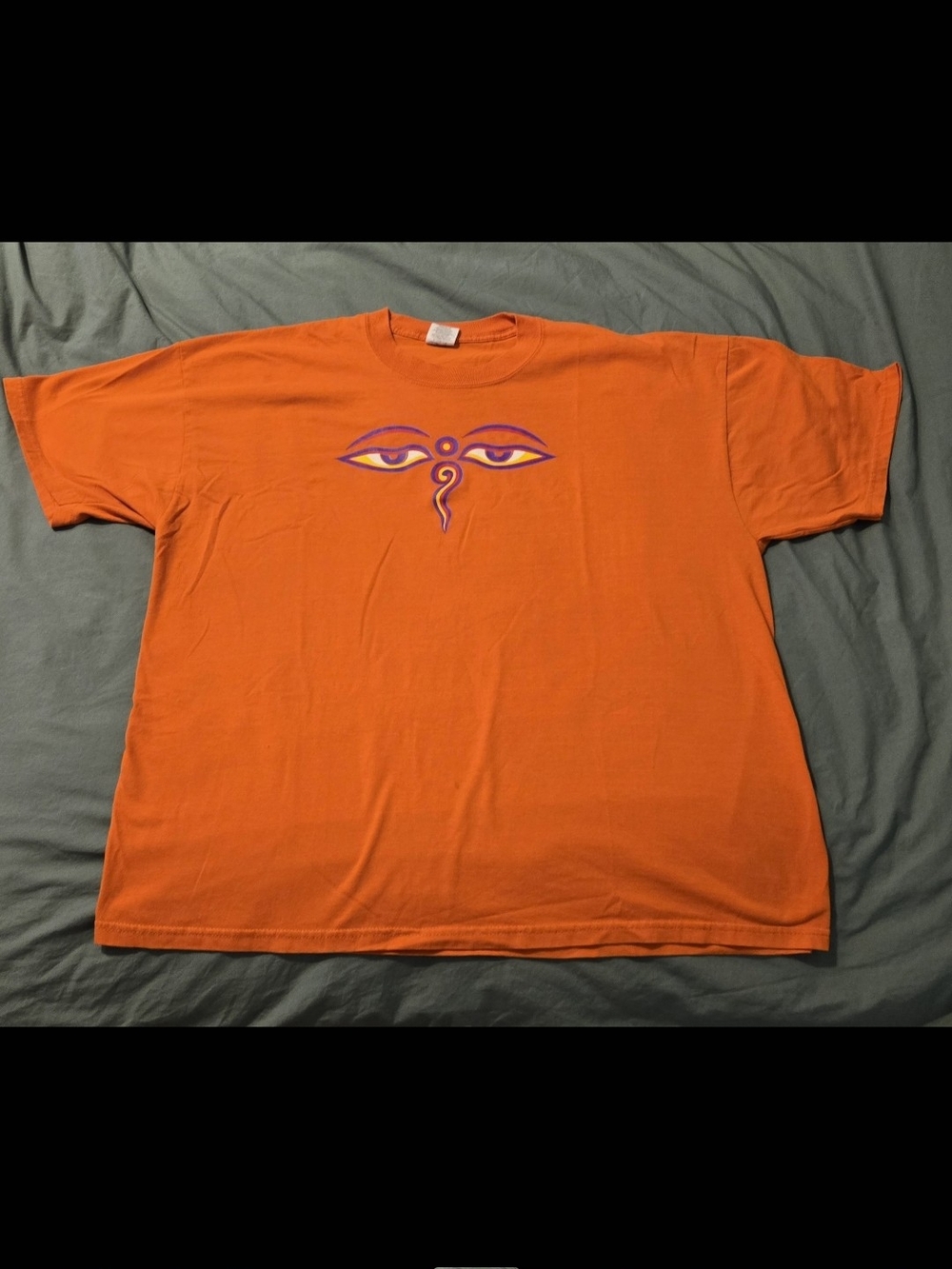 Jerzees Orange Short-Sleeve Tee with Stylized Eye Graphic